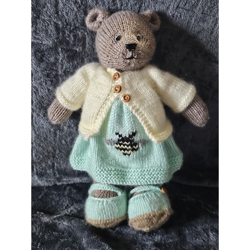 Handmade Knitted‎ Bear with Dress & Jacket 12" Plush
